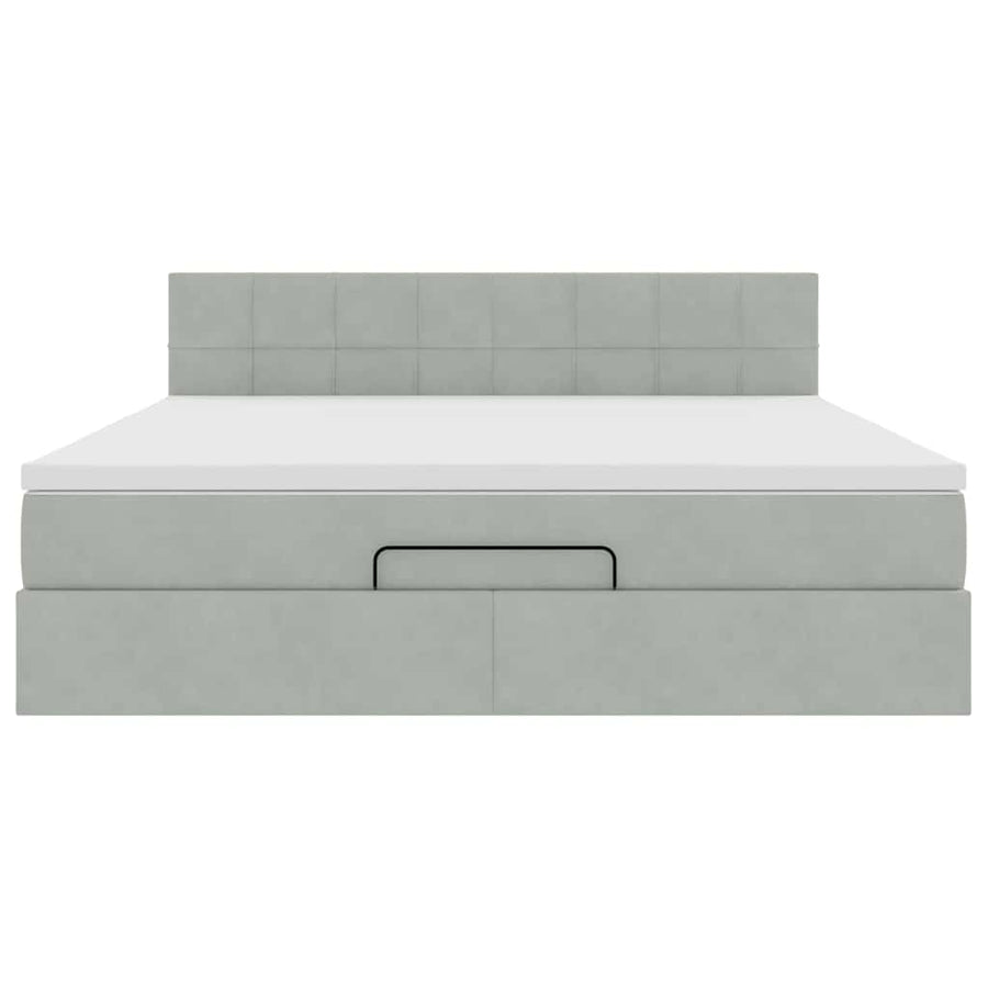 Ottoman bed met matras en LED's 180x200cm fluweel lichtgrijs