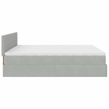 Ottoman bed met matras en LED's 180x200cm fluweel lichtgrijs