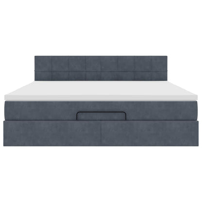 Ottoman bed met matras en LED's 180x200cm fluweel donkergrijs