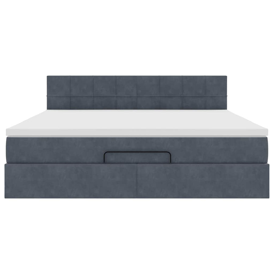 Ottoman bed met matras en LED's 180x200cm fluweel donkergrijs