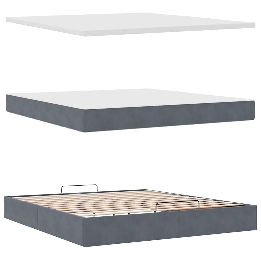 Ottoman bed met matras en LED's 180x200cm fluweel donkergrijs