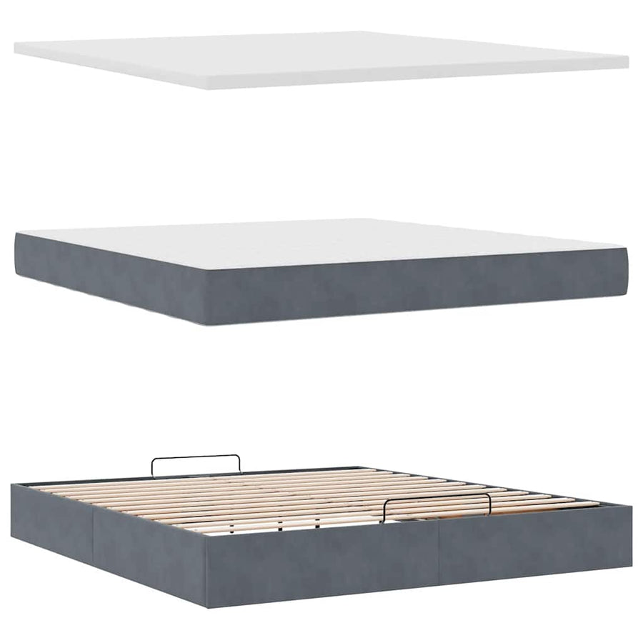Ottoman bed met matras en LED's 180x200cm fluweel donkergrijs