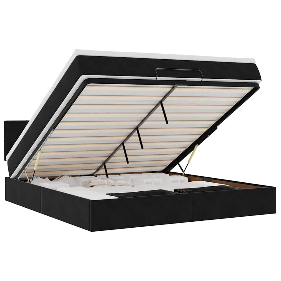 Ottoman bed met matras en LED's 180x200cm fluweel zwart