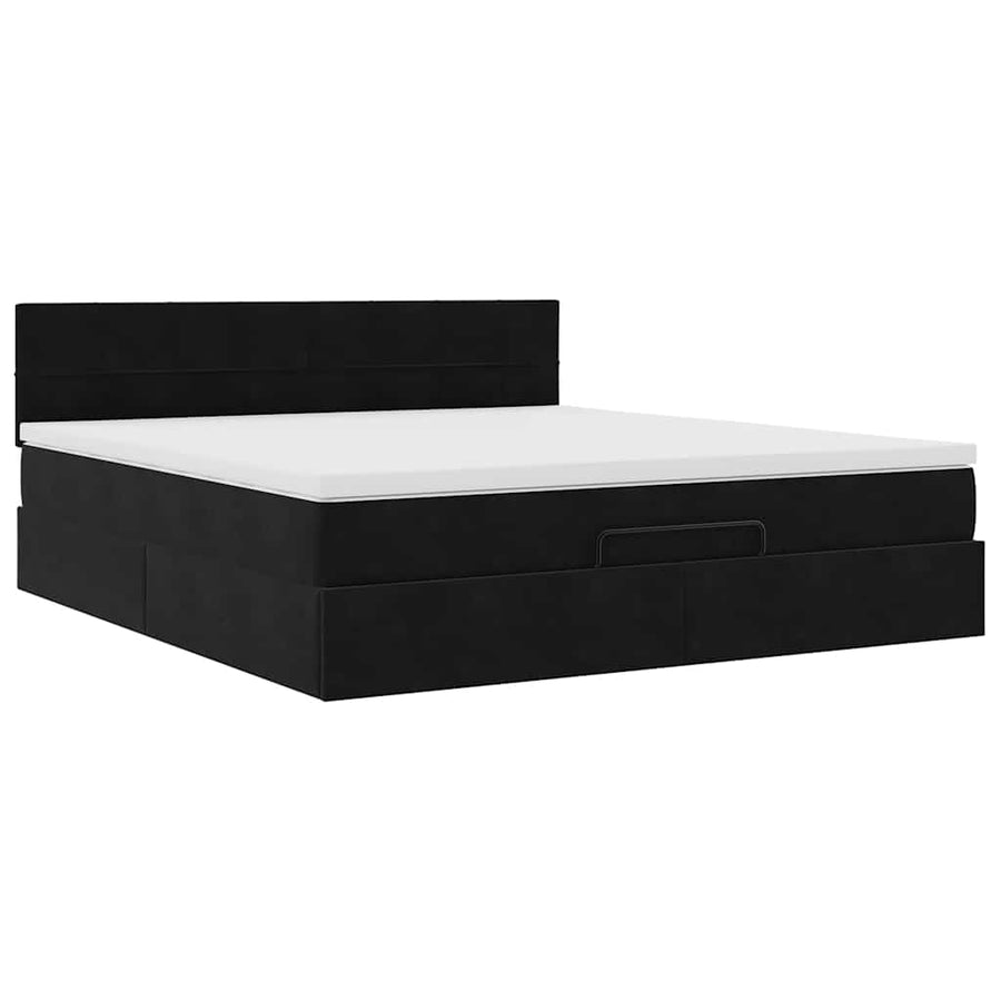 Ottoman bed met matras en LED's 180x200cm fluweel zwart