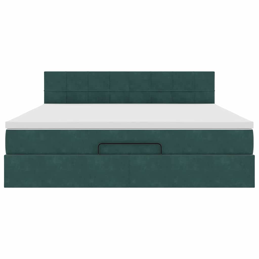Ottoman bed met matras en LED's 180x200 cm fluweel donkergroen