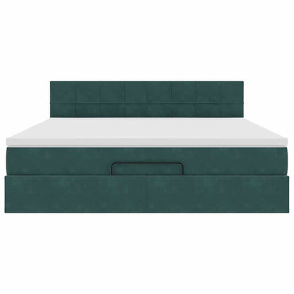 Ottoman bed met matras en LED's 180x200 cm fluweel donkergroen