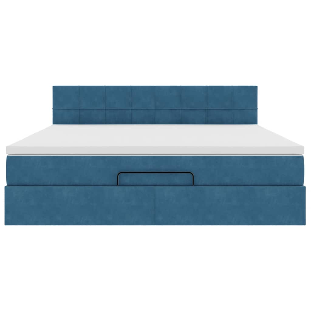 Ottoman bed met matras en LED's 180x200 cm fluweel donkerblauw