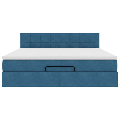 Ottoman bed met matras en LED's 180x200 cm fluweel donkerblauw