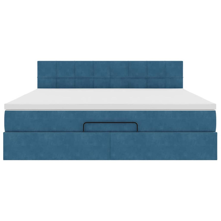 Ottoman bed met matras en LED's 180x200 cm fluweel donkerblauw