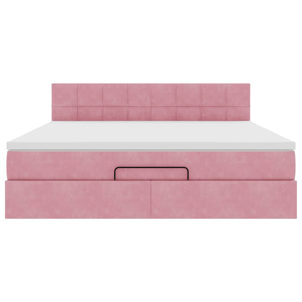 Bed poef met matras en LED's 180x200 cm fluweel roze