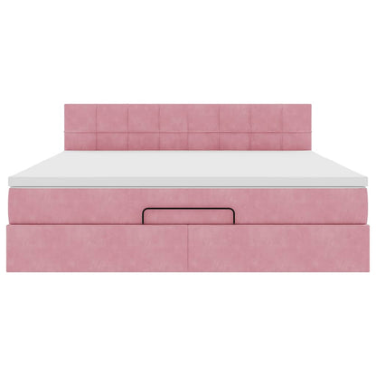 Bed poef met matras en LED's 180x200 cm fluweel roze
