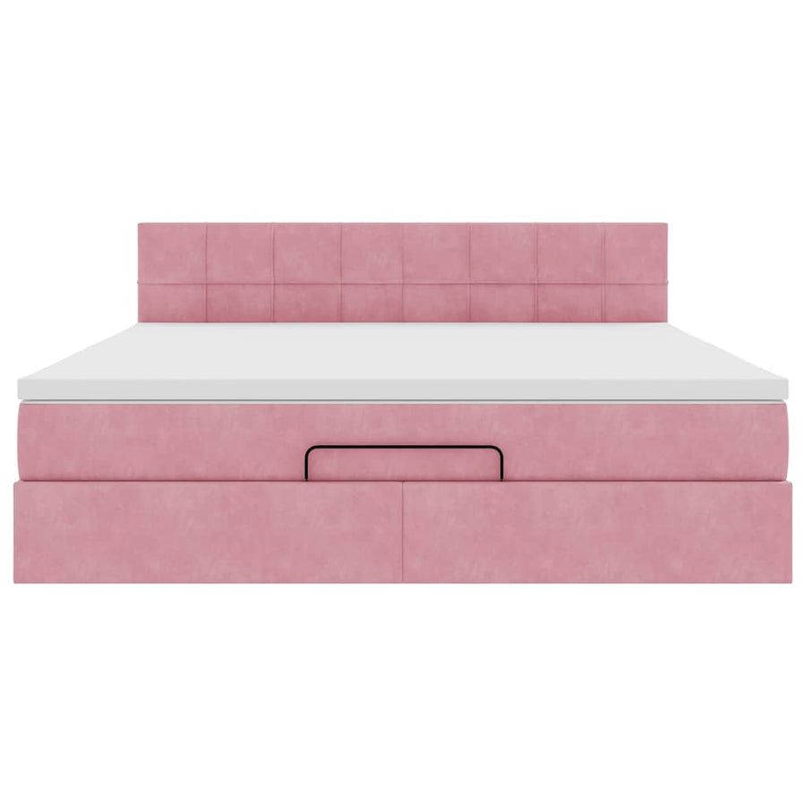 Bed poef met matras en LED's 180x200 cm fluweel roze