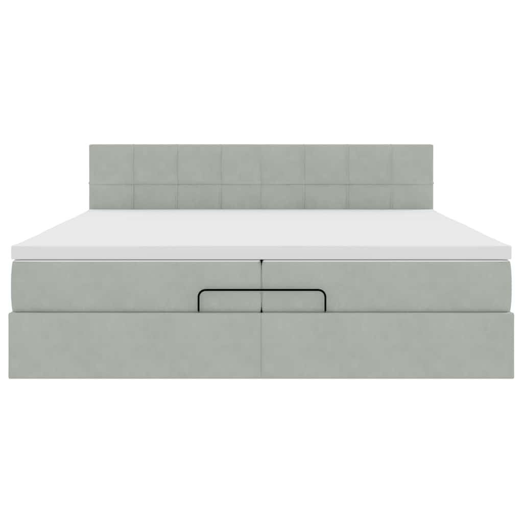 Ottoman bed met matrassen en LED's 200x200cm fluweel lichtgrijs