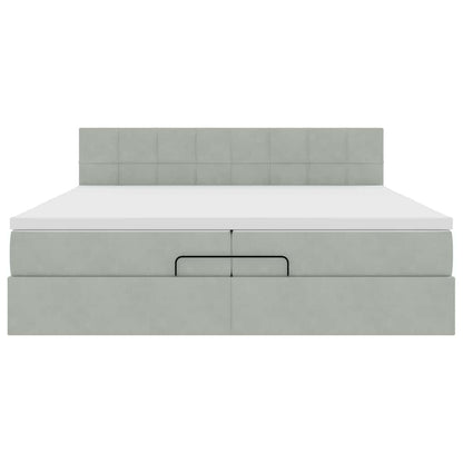 Ottoman bed met matrassen en LED's 200x200cm fluweel lichtgrijs