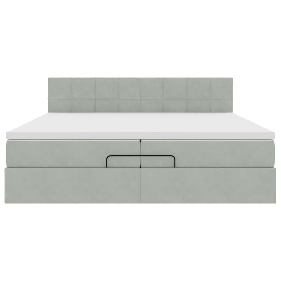Ottoman bed met matrassen en LED's 200x200cm fluweel lichtgrijs