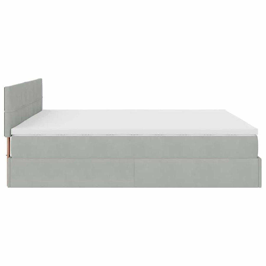 Ottoman bed met matrassen en LED's 200x200cm fluweel lichtgrijs