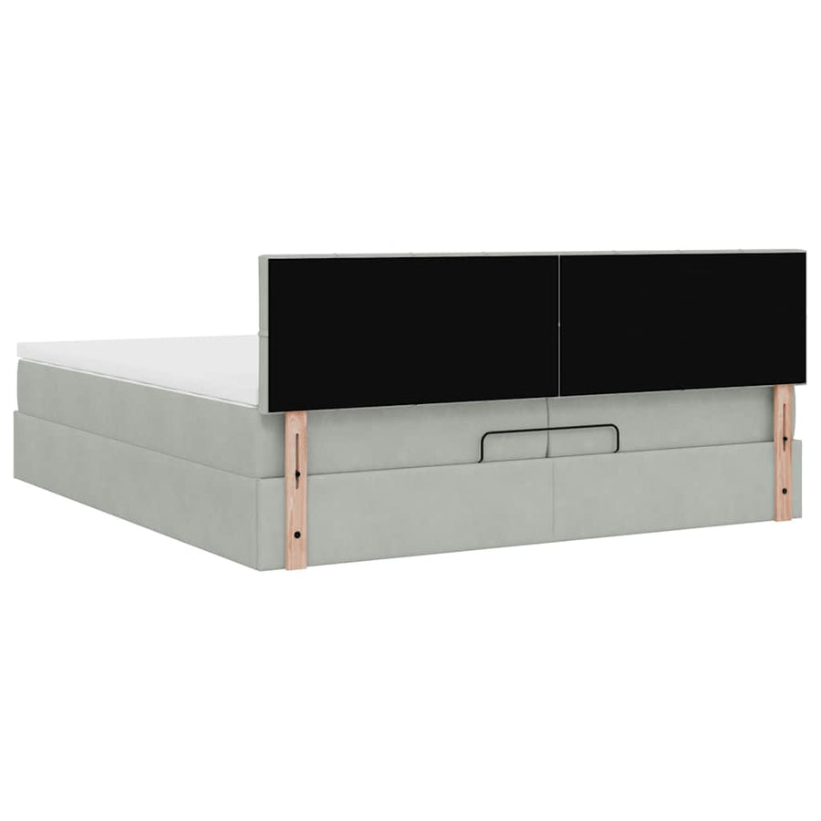 Ottoman bed met matrassen en LED's 200x200cm fluweel lichtgrijs