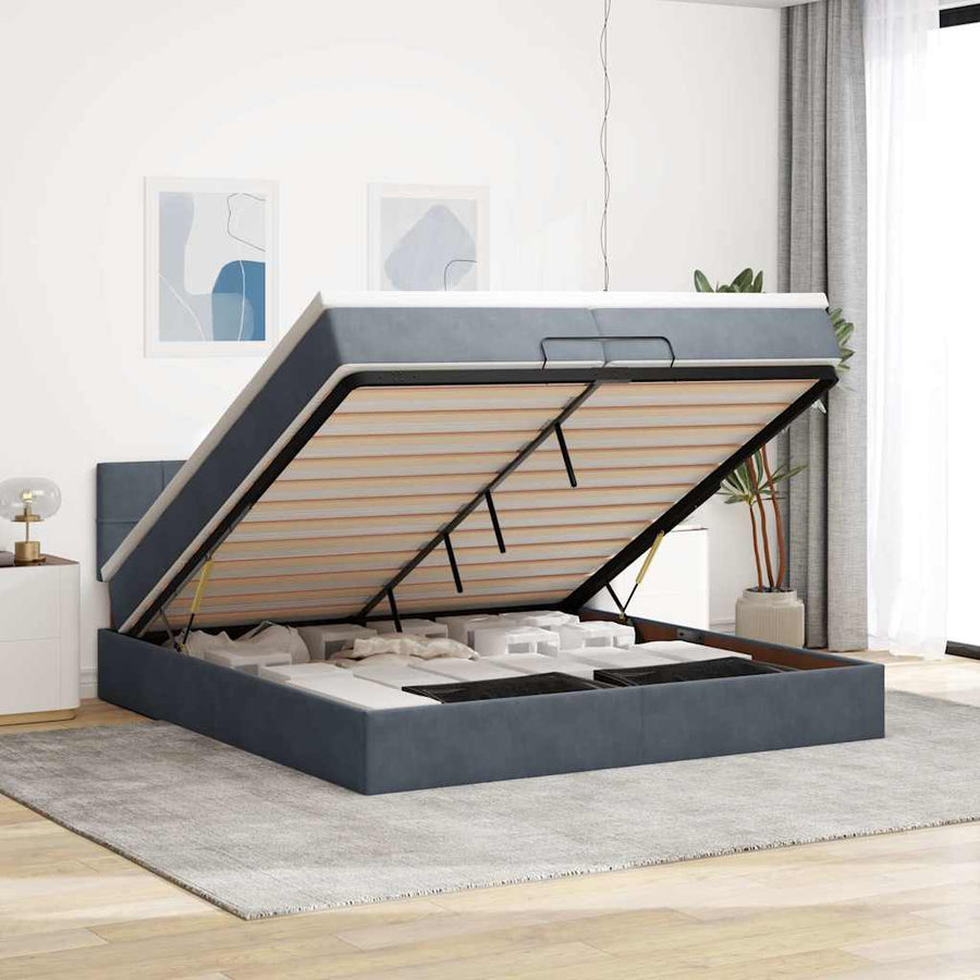Ottoman bed met matrassen en LED's 200x200cm fluweel