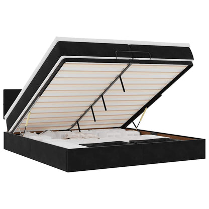 Ottoman bed met matrassen en LED's 200x200cm fluweel zwart