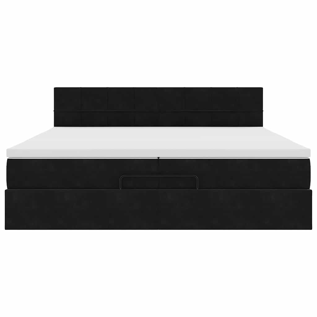 Ottoman bed met matrassen en LED's 200x200cm fluweel zwart