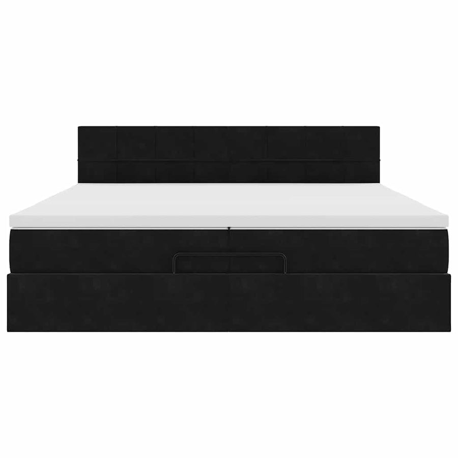 Ottoman bed met matrassen en LED's 200x200cm fluweel zwart