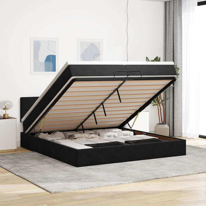 Ottoman bed met matrassen en LED's 200x200cm fluweel zwart