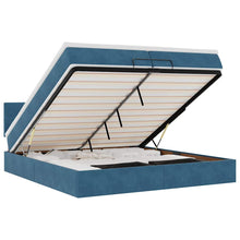 Bed poef met matrassen en leds 200x200 cm fluweel donkerblauw