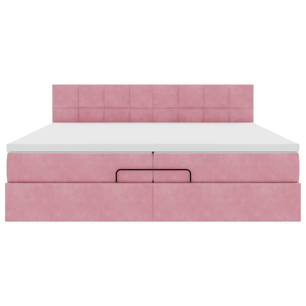 Ottoman bed met matrassen en LED's 200x200cm fluweel roze