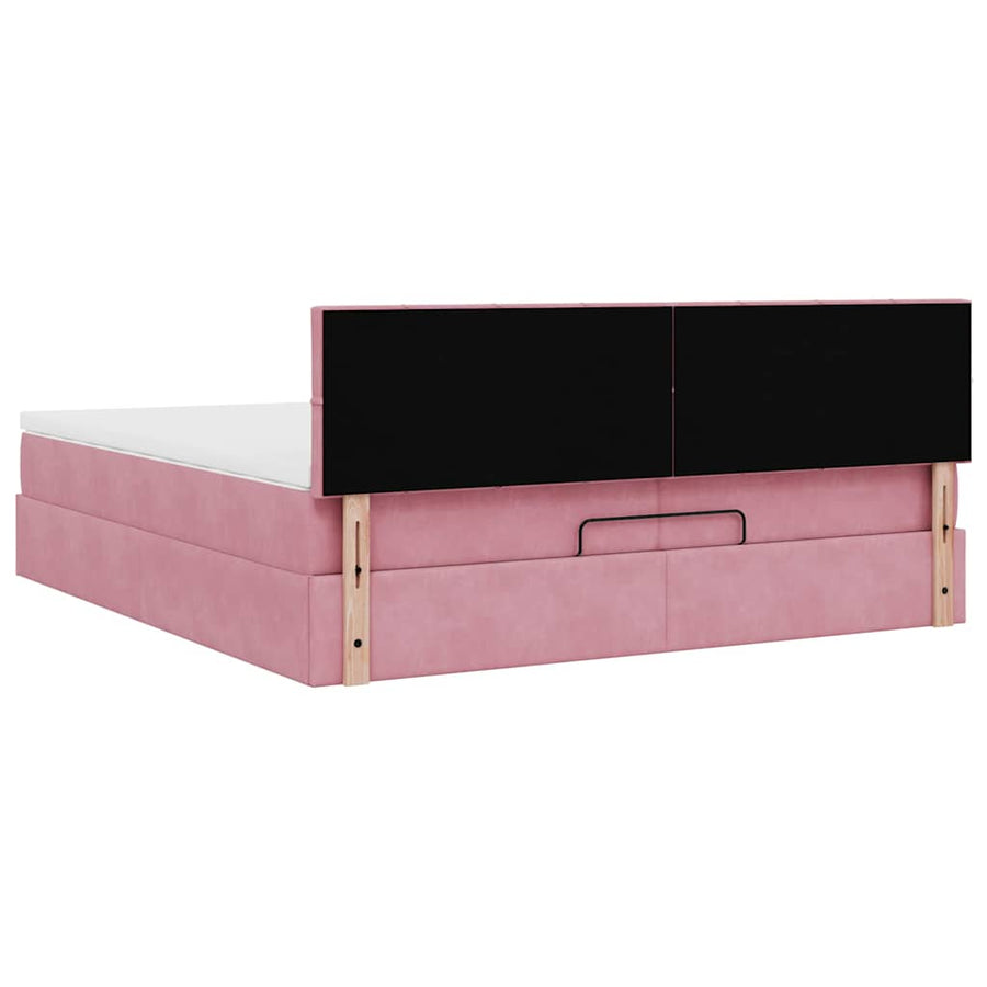 Ottoman bed met matrassen en LED's 200x200cm fluweel roze