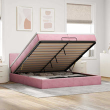 Ottoman bed met matrassen en LED's 200x200cm fluweel roze