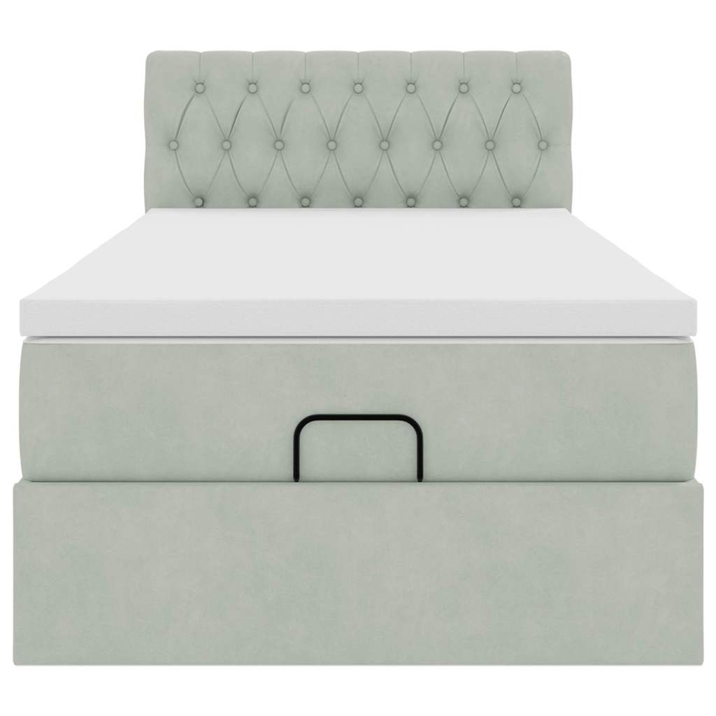 Ottoman bed met matras en LED's 80x200cm fluweel lichtgrijs