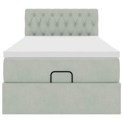 Ottoman bed met matras en LED's 80x200cm fluweel lichtgrijs