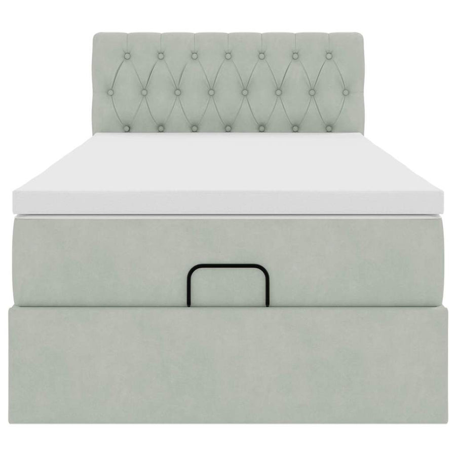 Ottoman bed met matras en LED's 80x200cm fluweel lichtgrijs
