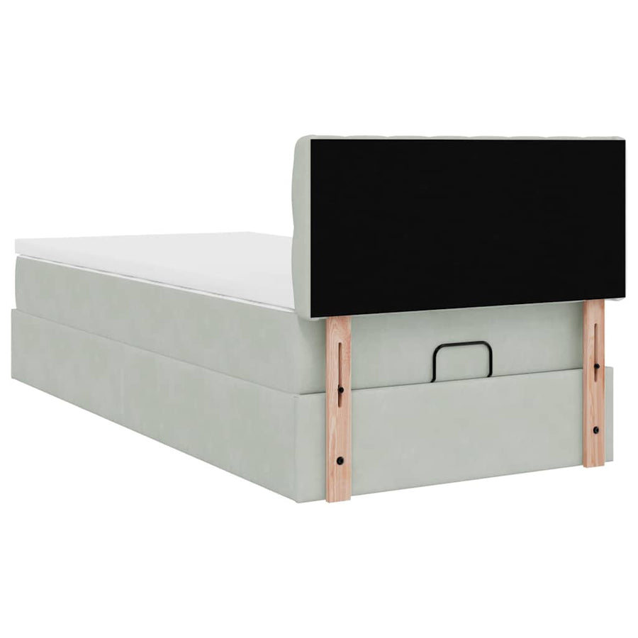 Ottoman bed met matras en LED's 80x200cm fluweel lichtgrijs