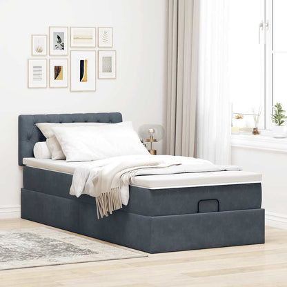 Ottoman bed met matras en LED's 80x200cm fluweel donkergrijs