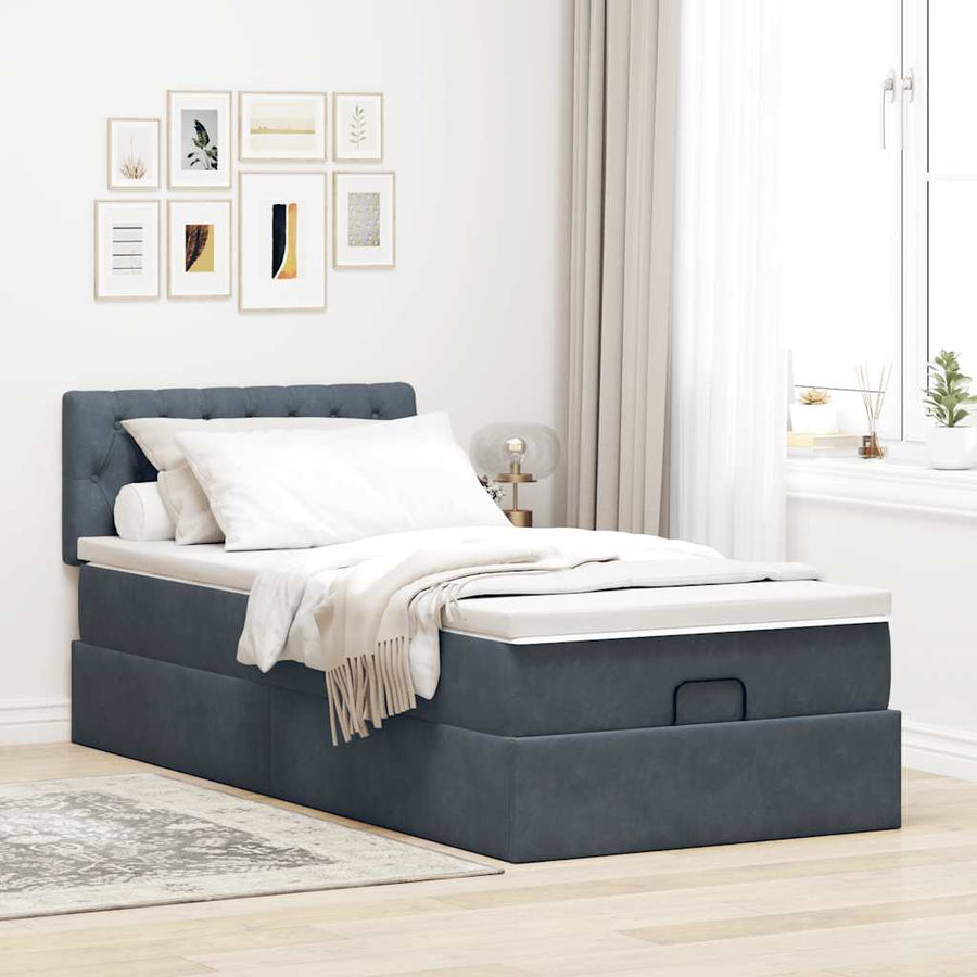 Ottoman bed met matras en LED's 80x200cm fluweel donkergrijs