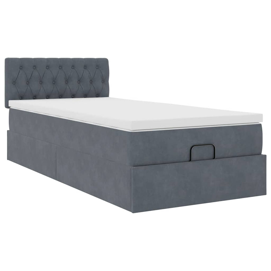 Ottoman bed met matras en LED's 80x200cm fluweel donkergrijs