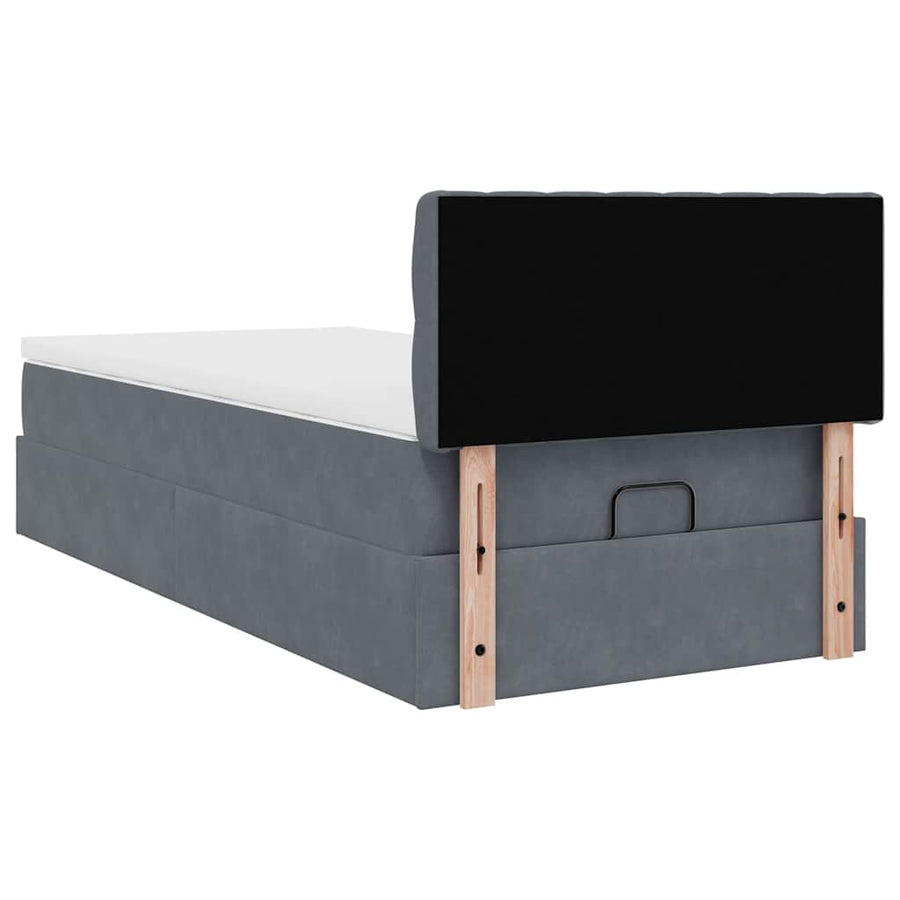 Ottoman bed met matras en LED's 80x200cm fluweel donkergrijs