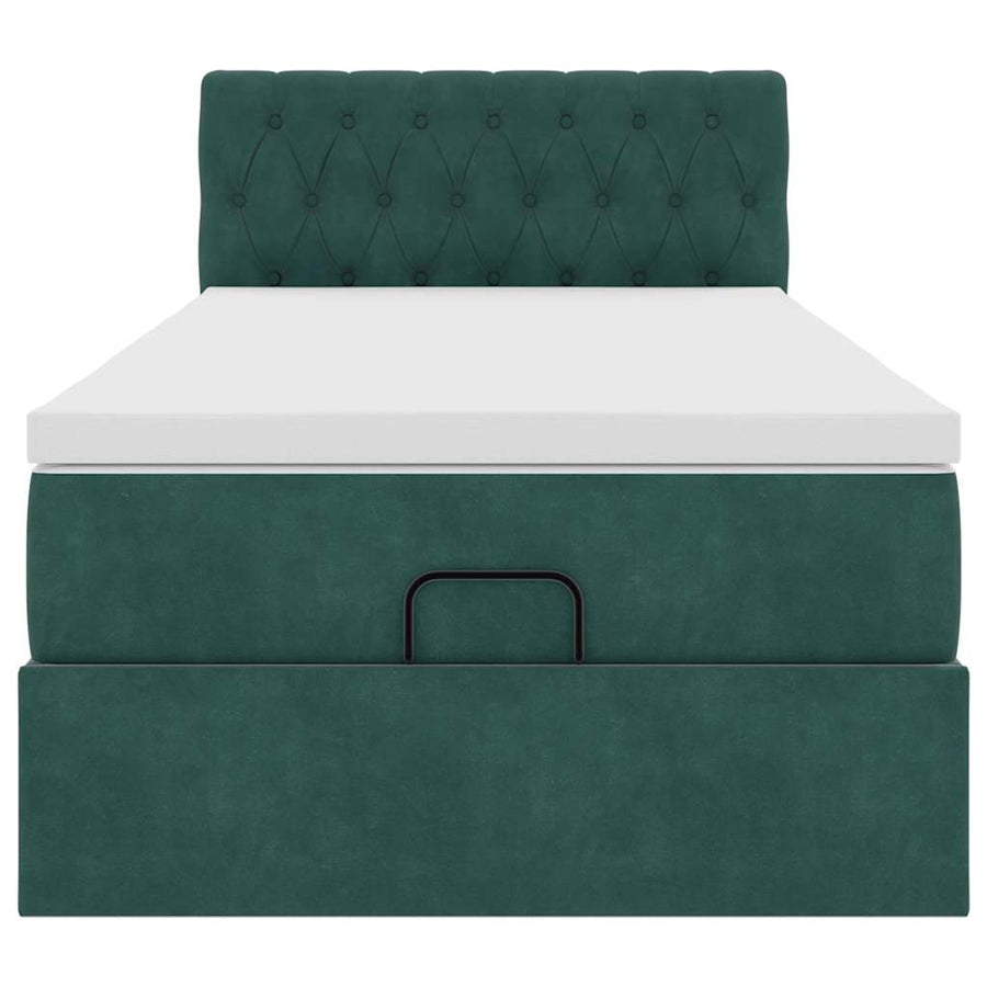 Ottoman bed met matras en LED's 80x200cm fluweel donkergroen