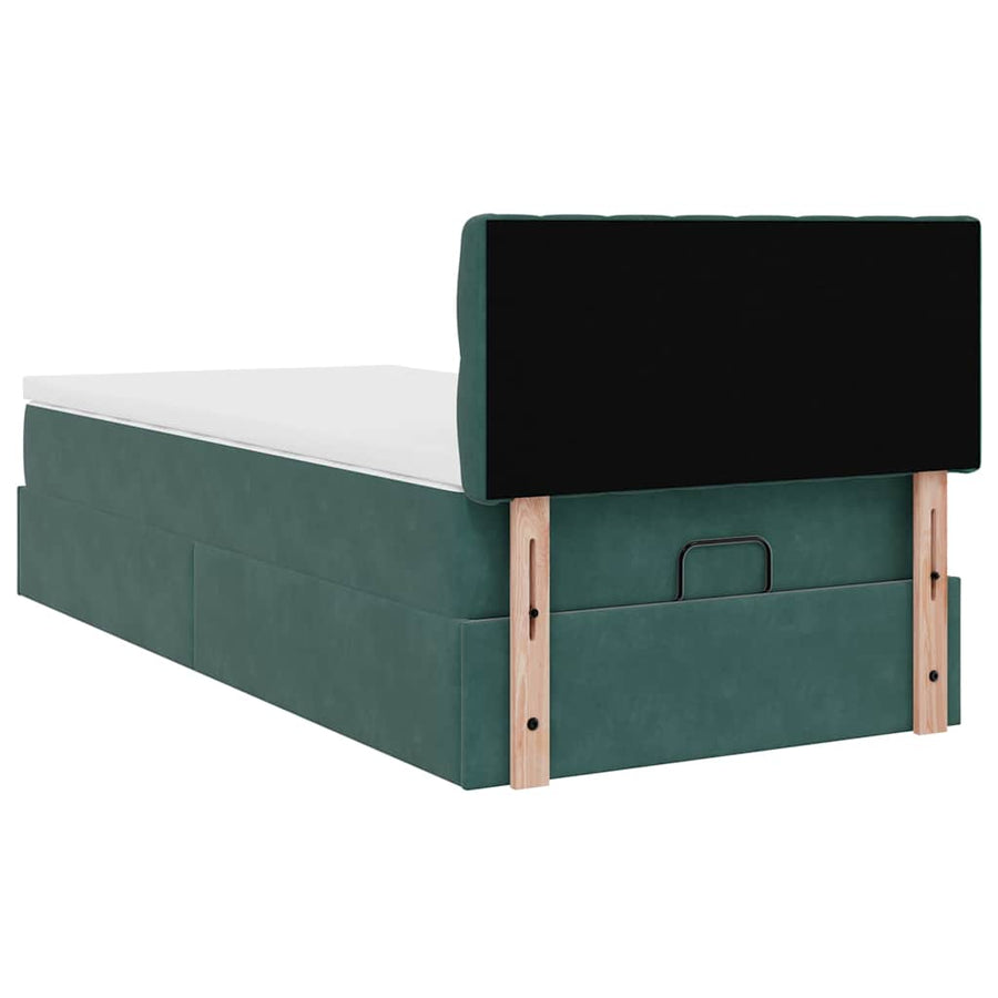 Ottoman bed met matras en LED's 80x200cm fluweel donkergroen