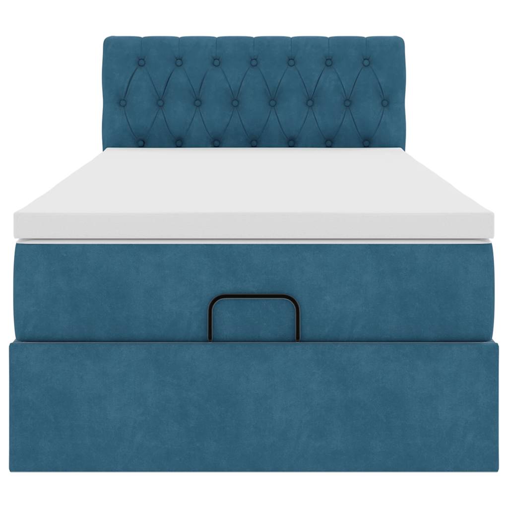 Ottoman bed met matras en LED's 80x200cm fluweel donkerblauw