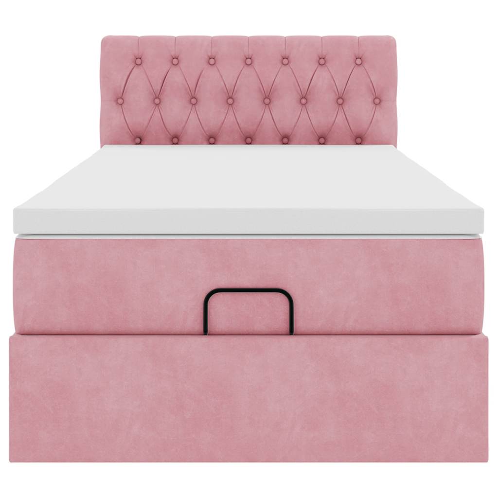 Ottoman bed met matras en LED's 80x200cm fluweel roze