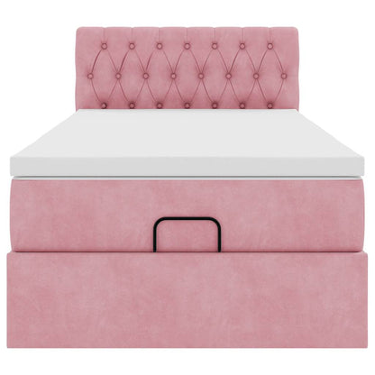 Ottoman bed met matras en LED's 80x200cm fluweel roze