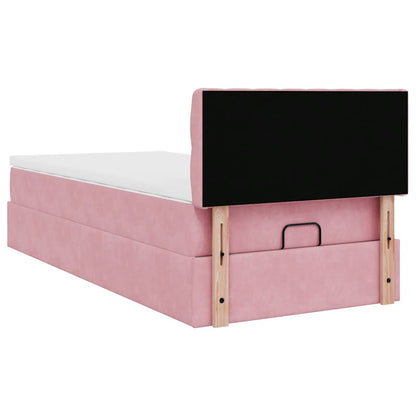 Ottoman bed met matras en LED's 80x200cm fluweel roze