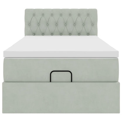 Ottoman bed met matras en LED's 90x190cm fluweel lichtgrijs