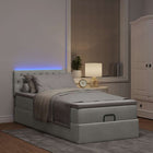 Ottoman Bed with Mattress and LEDs 90x190cm Velvet Light Grey