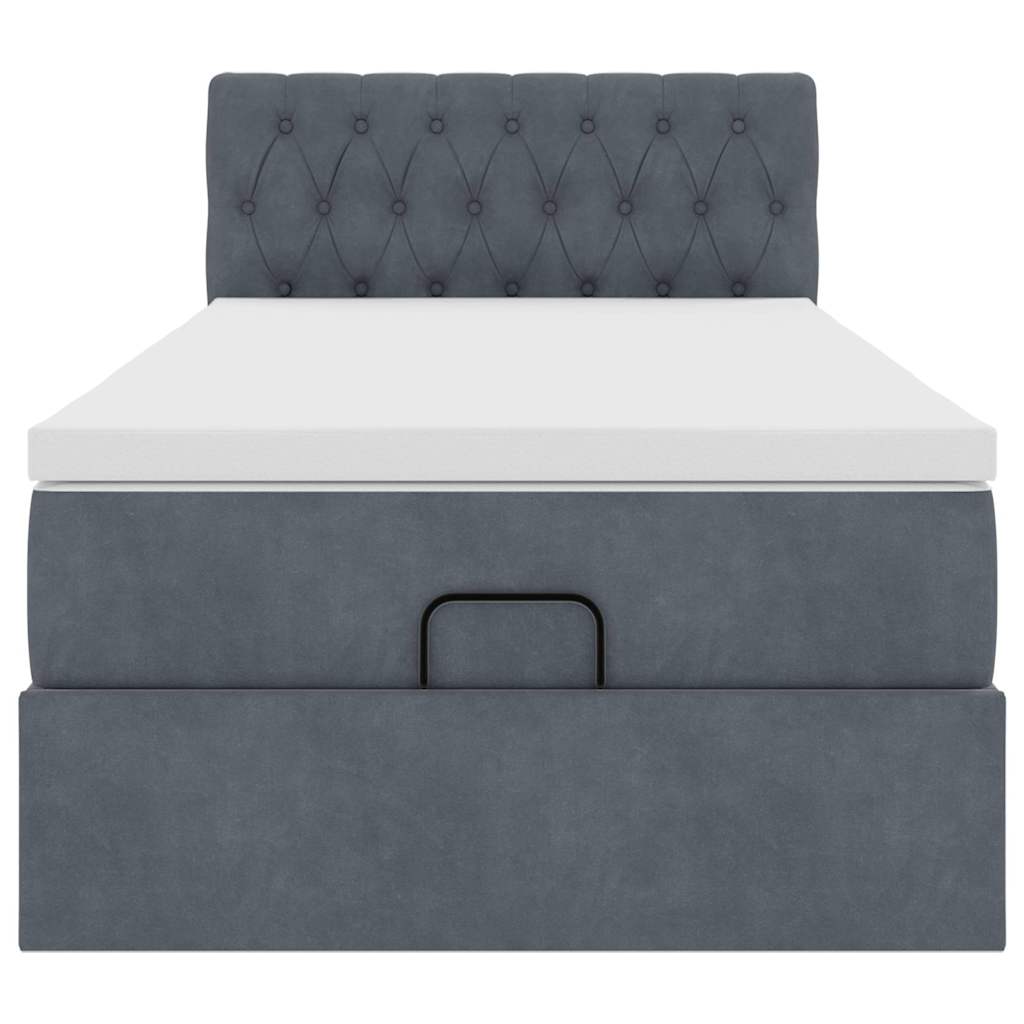 Ottoman bed met matras en LED's 90x190cm fluweel donkergrijs