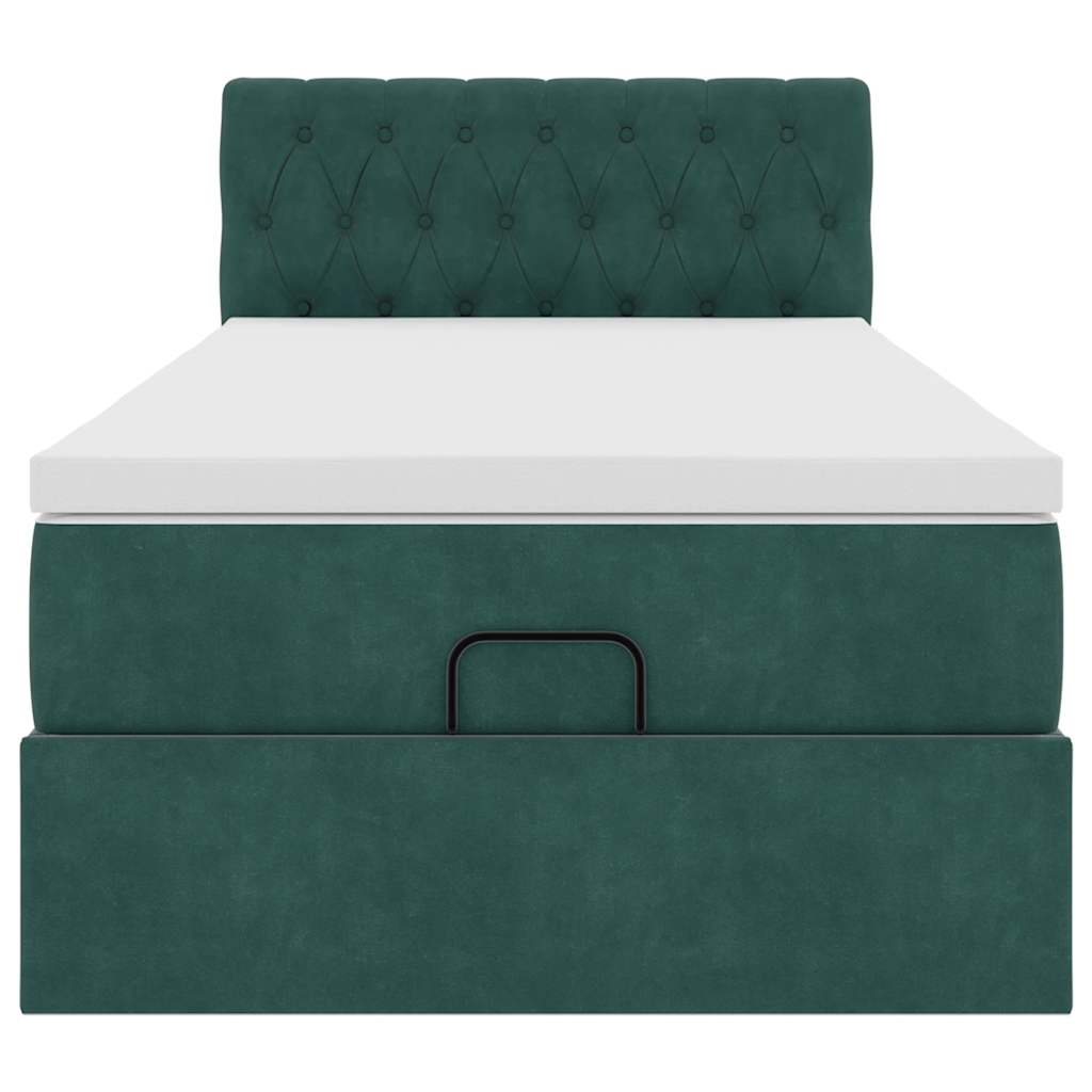 Ottoman bed met matras en LED's 90x190cm fluweel donkergroen