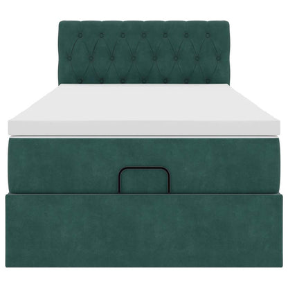 Ottoman bed met matras en LED's 90x190cm fluweel donkergroen