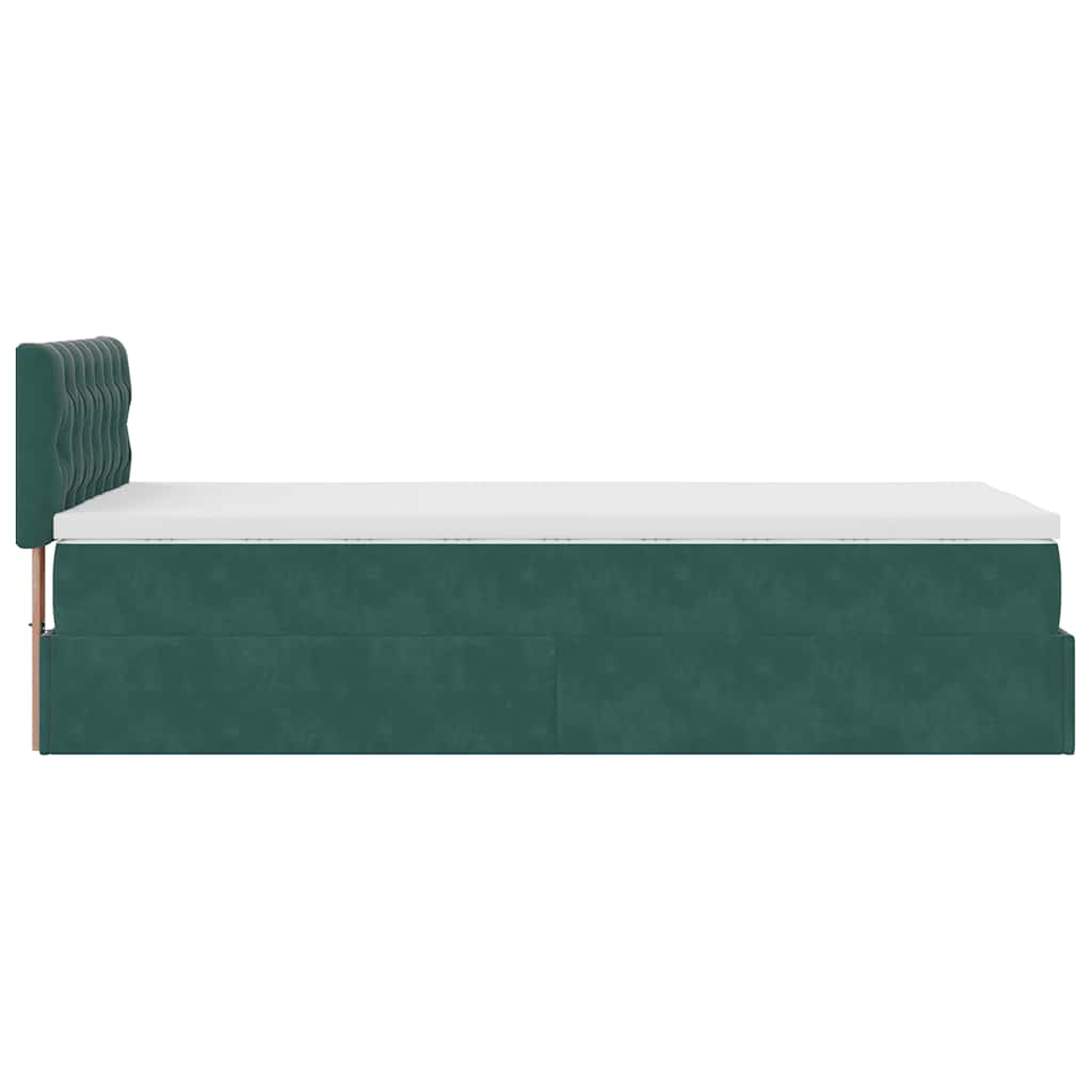 Ottoman bed met matras en LED's 90x190cm fluweel donkergroen